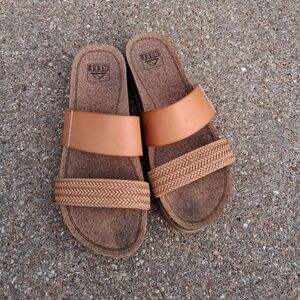 Reef Women’s Tan Slide Sandals Size 8 Woven Strap